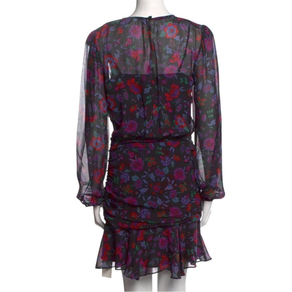 VERONICA BEARD Robin Dress 100% Silk in Black/Multi-colored Floral Size 2 - Picture 5 of 11